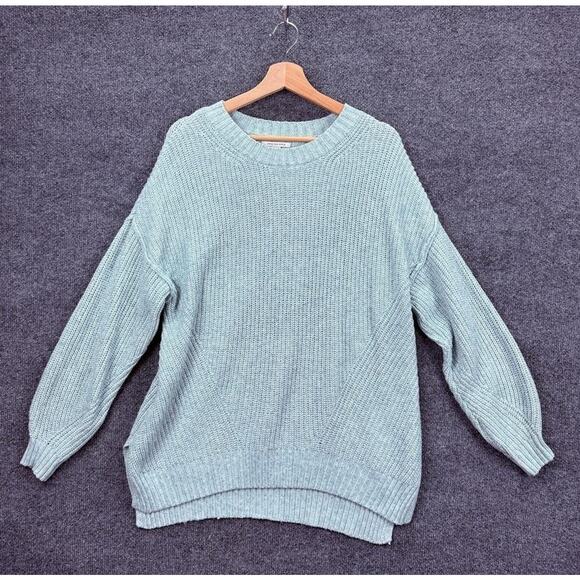 American Eagle Sweater Womens Medium teal Knit Pullover Crewneck Cozy Soft - Picture 1 of 13